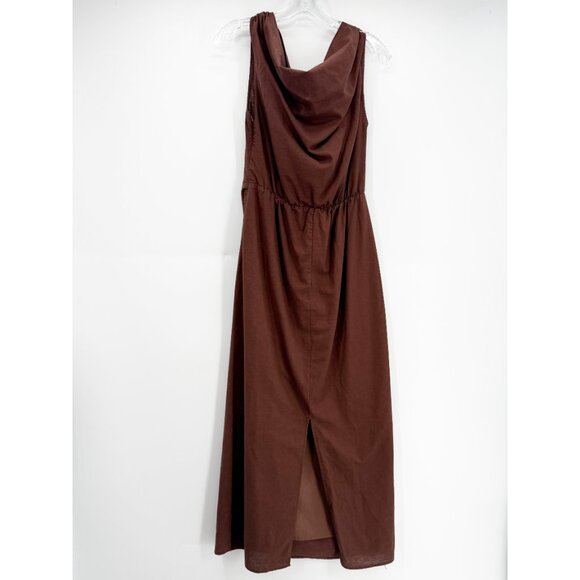 COMMENSE Asymmetric One-Shoulder Split Midi Dress in Brown M - Picture 4 of 11